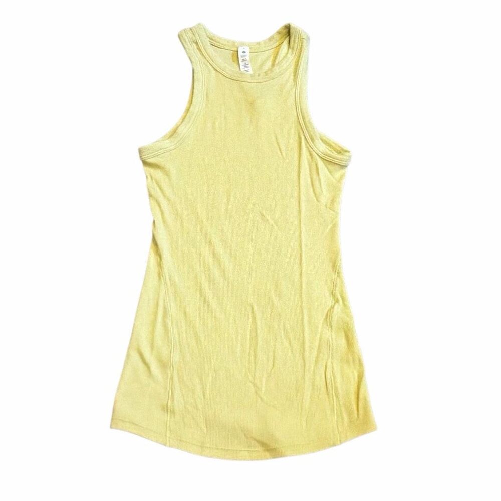 Lululemon Ribbed Racerback Tank Top Pale Yellow Size 0 - Picture 2 of 5